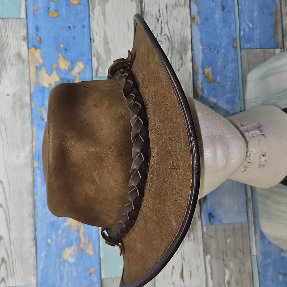 Barmah Australia Hat~Brown Leather Felt w/Braid Size XL